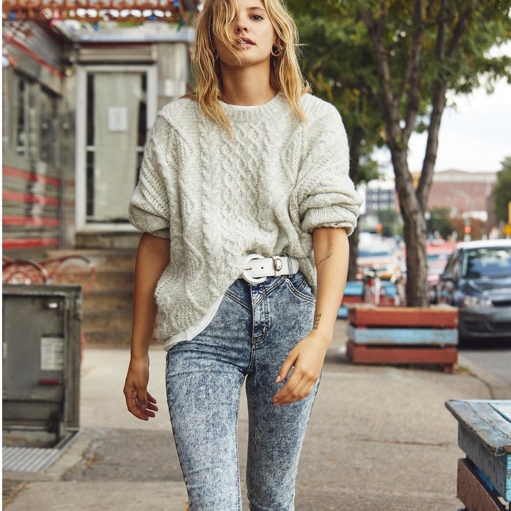 Free People We the Free Riley Seamed Skinny Jeans in Acid Wash Indigo (24)